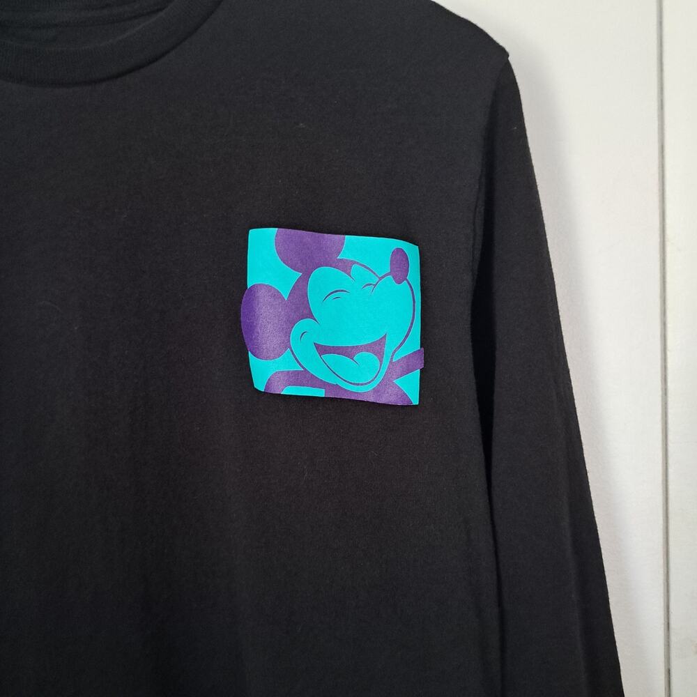 Disney Mickey Men's Kanji Long Sleeve Graphic T-Shirt - Black Medium - Picture 3 of 5